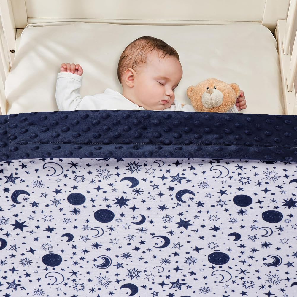 Baby Blanket for Boys Girls Super Soft Double Layer Minky with Dotted Backing Cute Cow Crib Receiving Blanket Bed Throws for Newborns Nursery Stroller Toddler 30 x 40 Inch (Blue Moon)