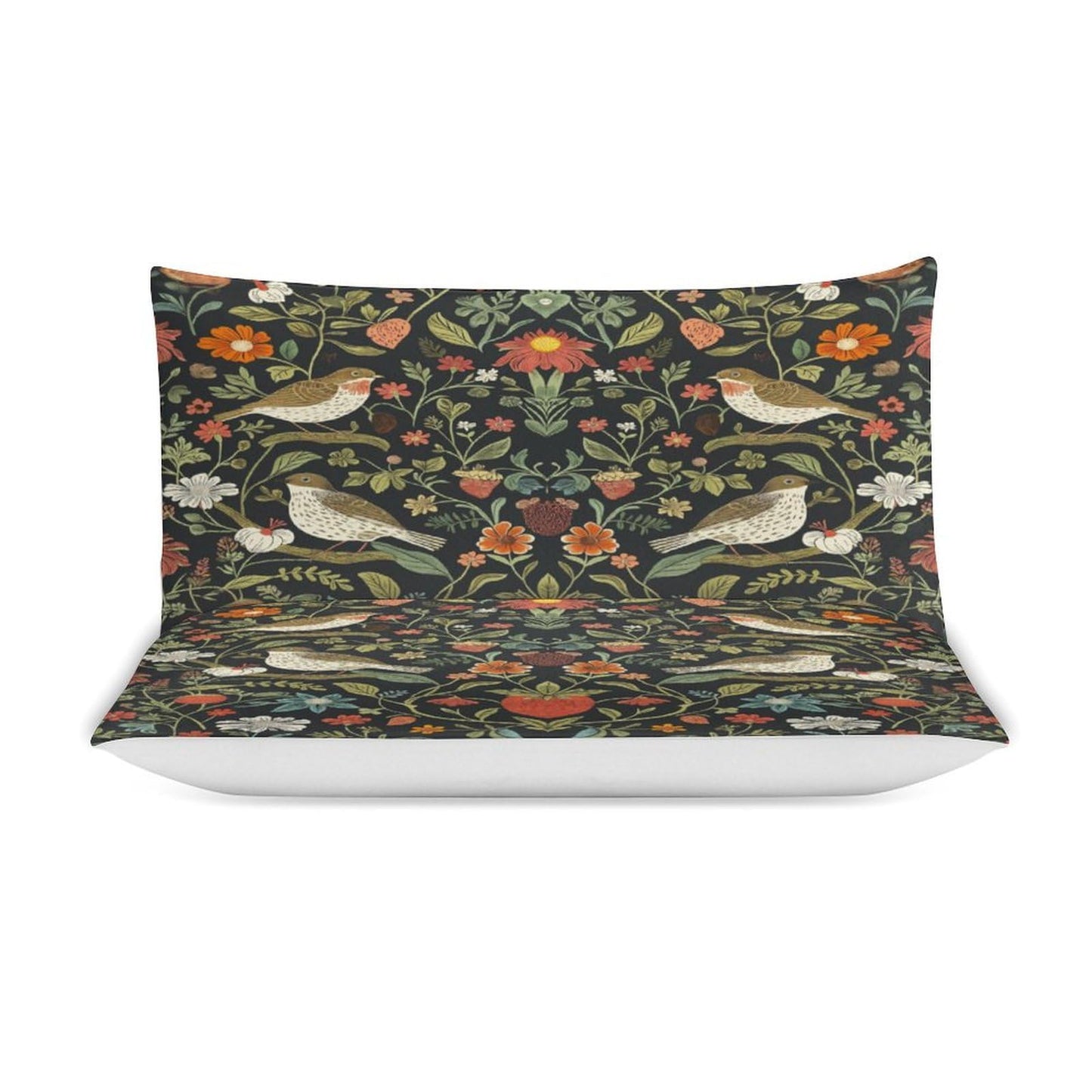 AAVEUP William Morris Comforter Set Bedding Bed 3 Piece Set,Vintage Rustic Antique Art Nature Green Plant Flower Leaf Bird Printed Cover All Season Bed Sheet Bedspread 2 Pillowcases 79x90 in