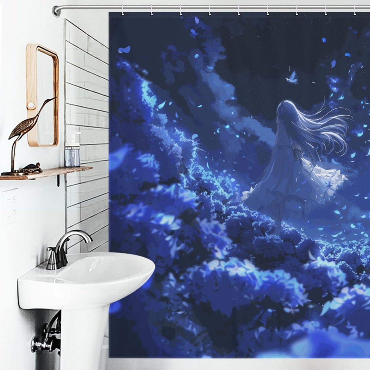 MeiRoTi Fantasy Flower Sea Woman Shower Curtain Fabric Shower Curtains Bathroom Waterproof Lightweight 72x72Inch (183x183cm)
