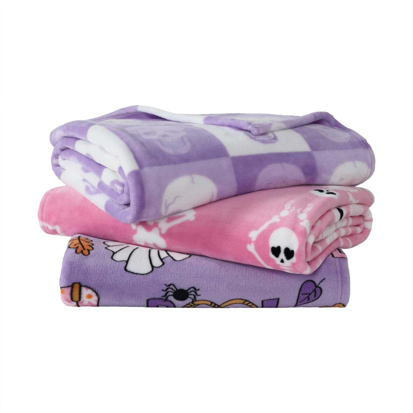 Betsey Johnson - Blanket, Buttery-Soft Throw Blanket for Couch or Bed, Boldly Plush & Oversized Bedding (Cracked Checkered Skull Purple, 50" x 70")