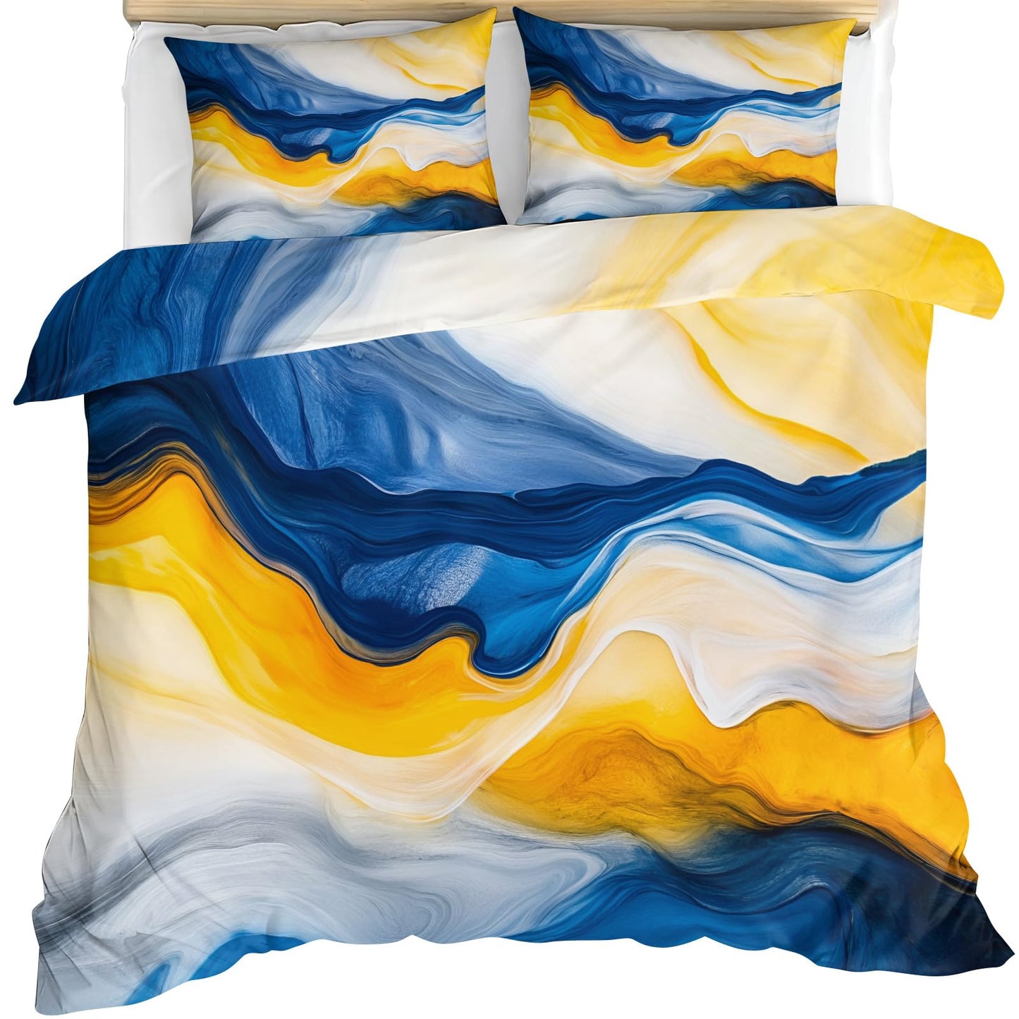 Twin Size Duvet Cover Abstract Fluid Print Duvet Cover Abstract Art Comforter Cover Modern Waves Bedding Kids Room Bedding Decor (Reversible Printing)