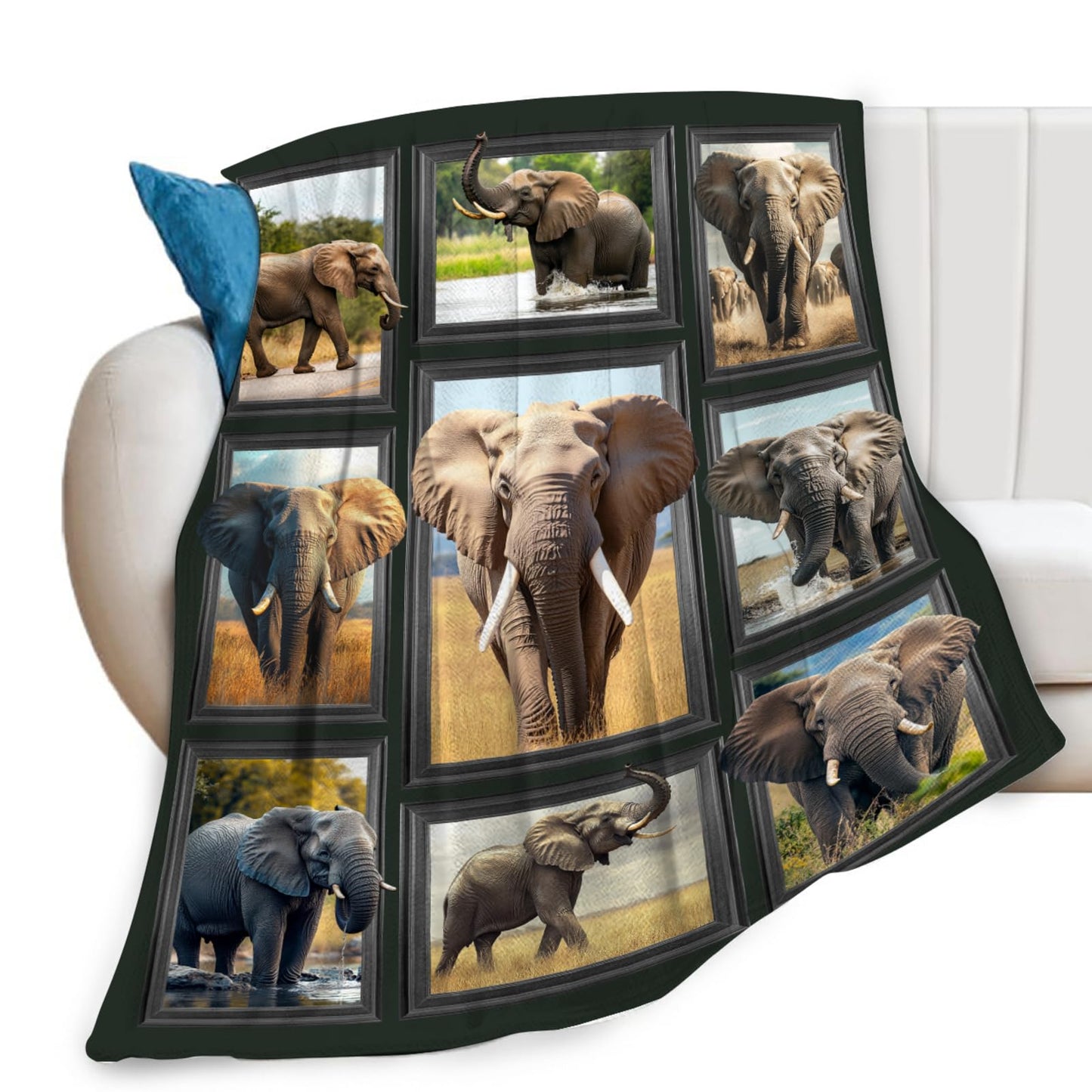 Lovira Elephant Throw Blanket Safari Animal Throw Blankets Gifts Stuff Decor Fleece Plush Flannel for Lover Men Women 40"x50"