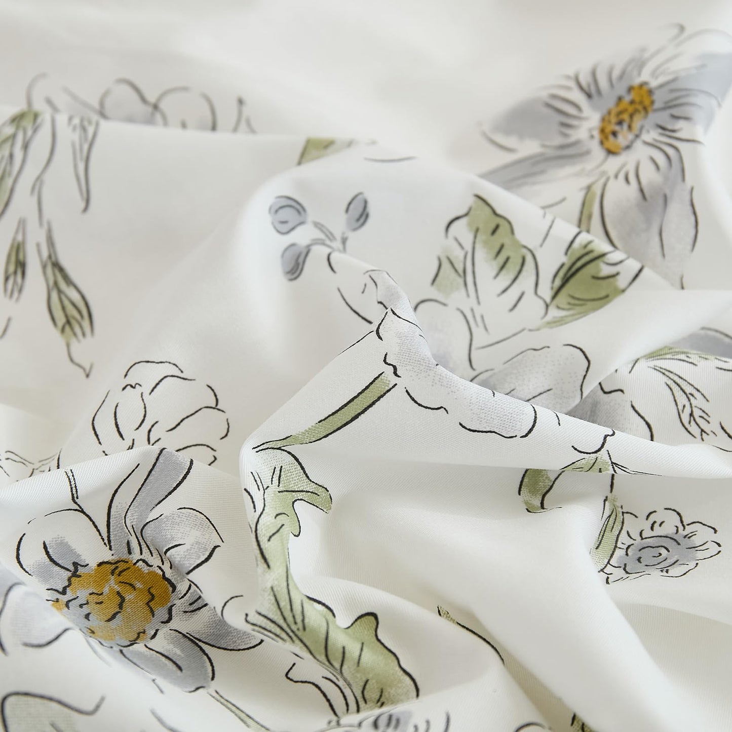 Cozaline 100% Cotton Duvet Cover Set King – Cream Fresh Watercolor Floral Bedding Set 3 Pieces, Ultra Soft Reversible Comforter Cover with Zipper Closure, Nature-Inspired Botanical Bed Set