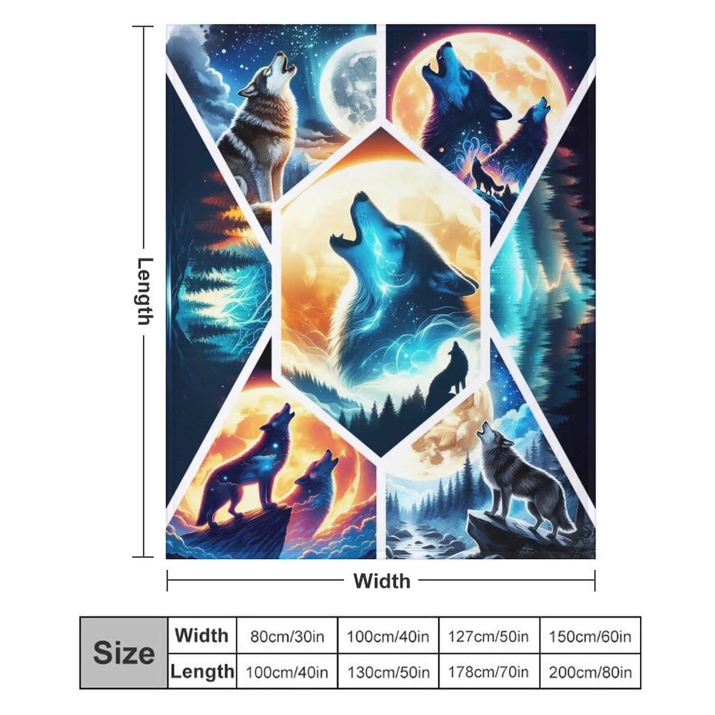 BaXiCustom. Wolf Throw Blanket 50"x40" - Soft & Lightweight, Cozy for All Season Use, Warm Cute Wolf Blankets for Lap, Chair, Sofa