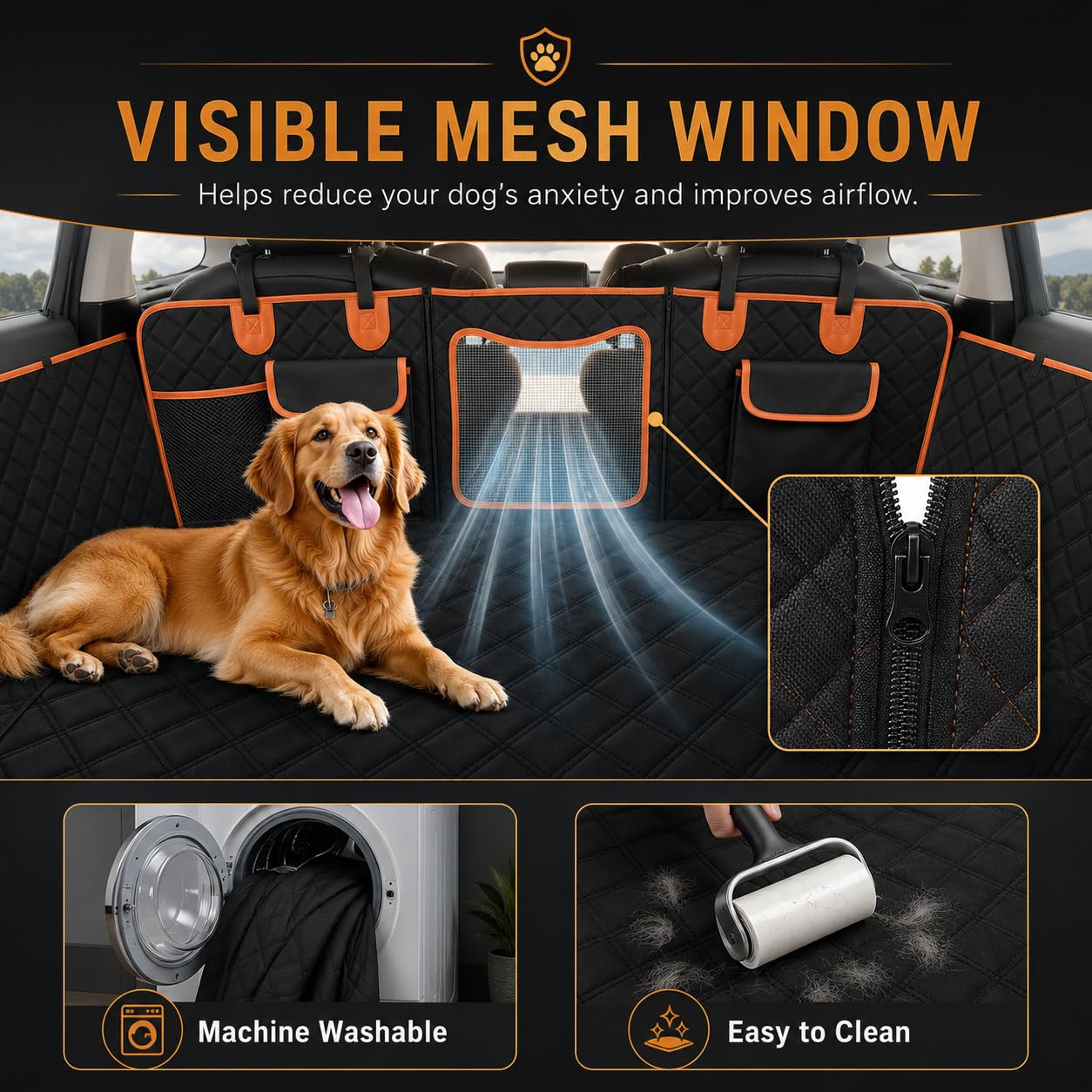 Back Seat Extender for Dogs,Dog Car Seat Cover for Back Seat with Hard Bottom Holds 500 lbs,Car Seat Protector,Waterproof Extender for Dogs,Dog HammockPet Bed for Full-Size Cars,SUVs, Small Trucks
