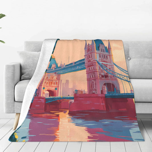 Modern Art London Bridge Fleece Blanket, Ultra Soft Fleece Throw Blanket for Bedding Sofa and Travel
