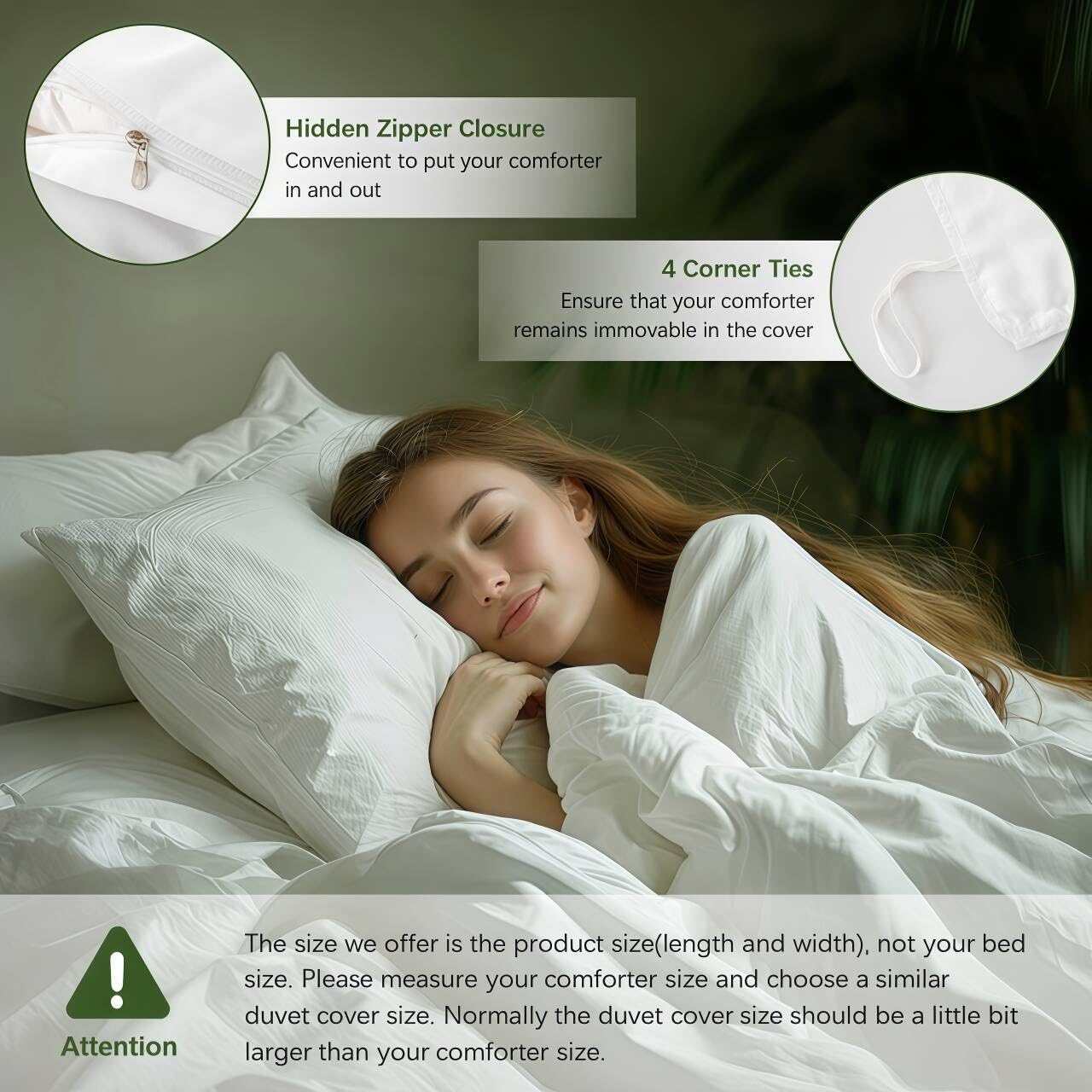 Erosebridal Bohemia Leaves Duvet Cover, Boho Plant Leaf Comforter Cover Queen Size for Kids Teens Adult, Bohemia Vibrant Green Bedding Set Bedroom Decor with 2 Pillow Cases, Green Black