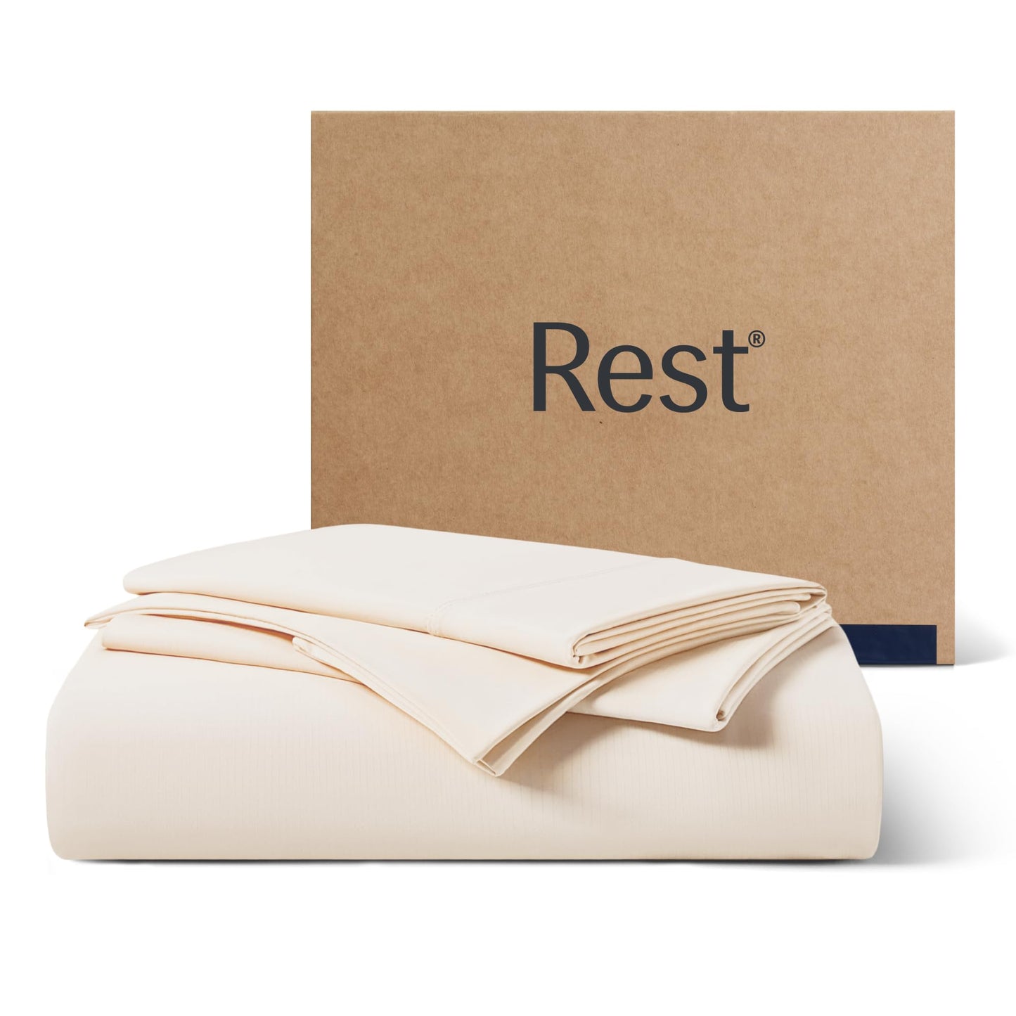 REST® Evercool®+ Starter Sheet Set, Twin, Snow Ivory, Breathable Bed Sheets for Hot Sleeper and Night Sweats, with Pillowcases, Ionic+ Self-Cleaning Silver Yarn for Sensitive Skin, 3PCS No Flat Sheet