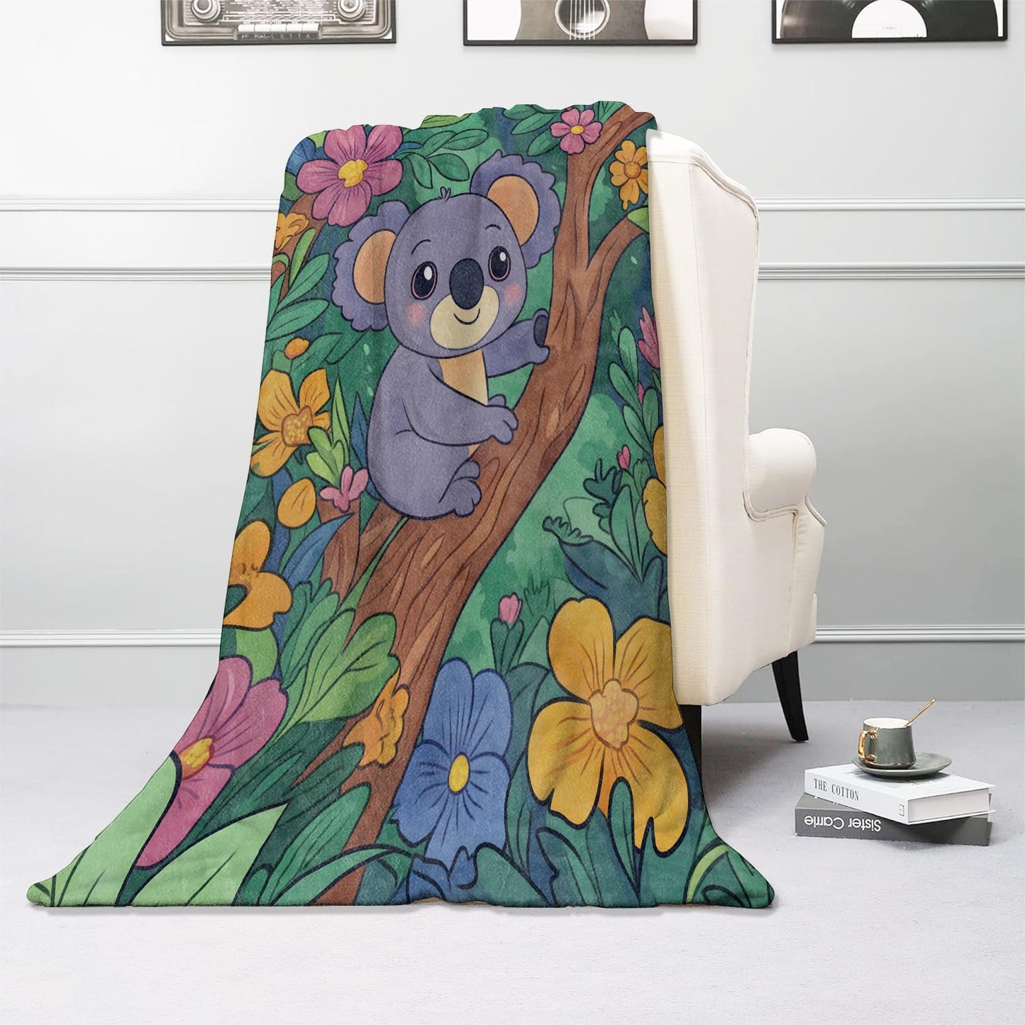 Kibue Adorable Cartoon Koala Blanket, Soft Warm Cozy Flannel Animal Throw - Plush Lightweight Blankets for Travel, Decor, Bedroom, Office - Ideal Gifts for Adults Kids Women Men 60"×50"