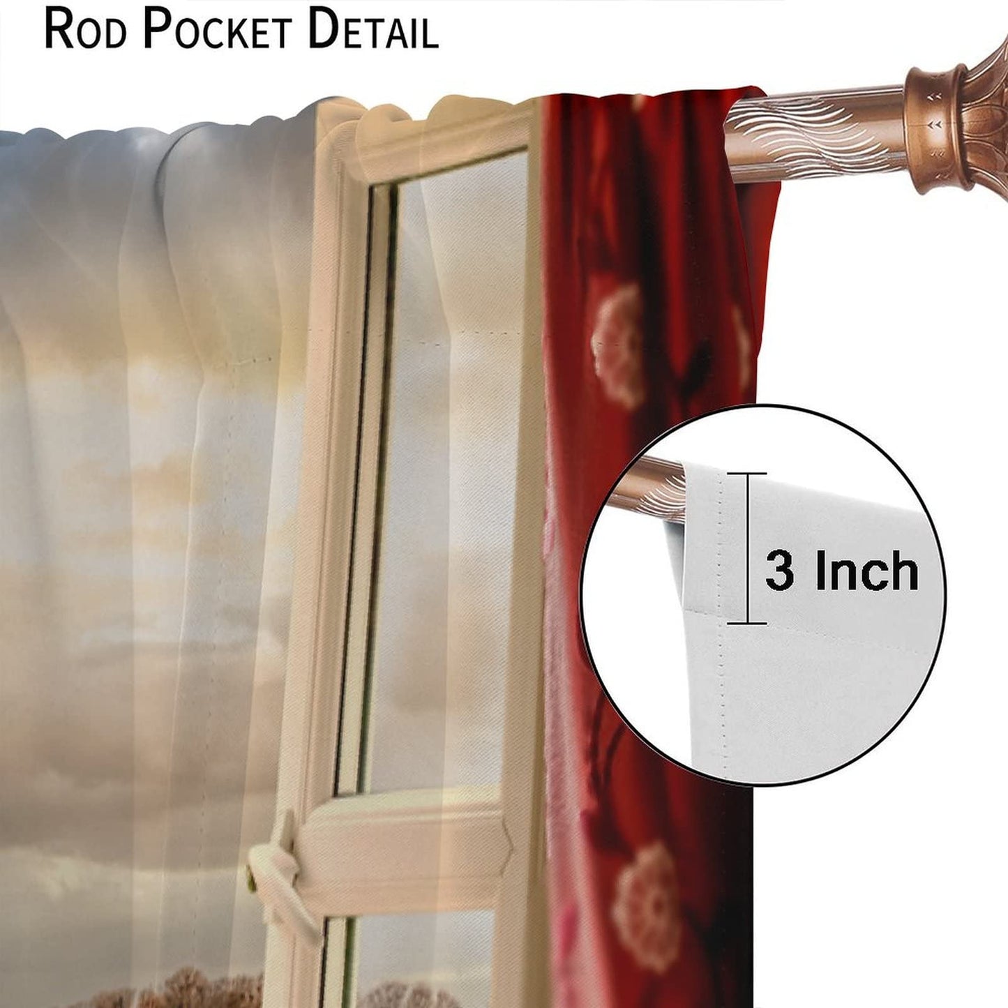 BAEKJIN Nature Landscape Curtains Scenery Garden The Setting Sun Rod Pocket Blackout Window Drapes 2 Panels Set for Bedroom Living Room Decor 42x45in