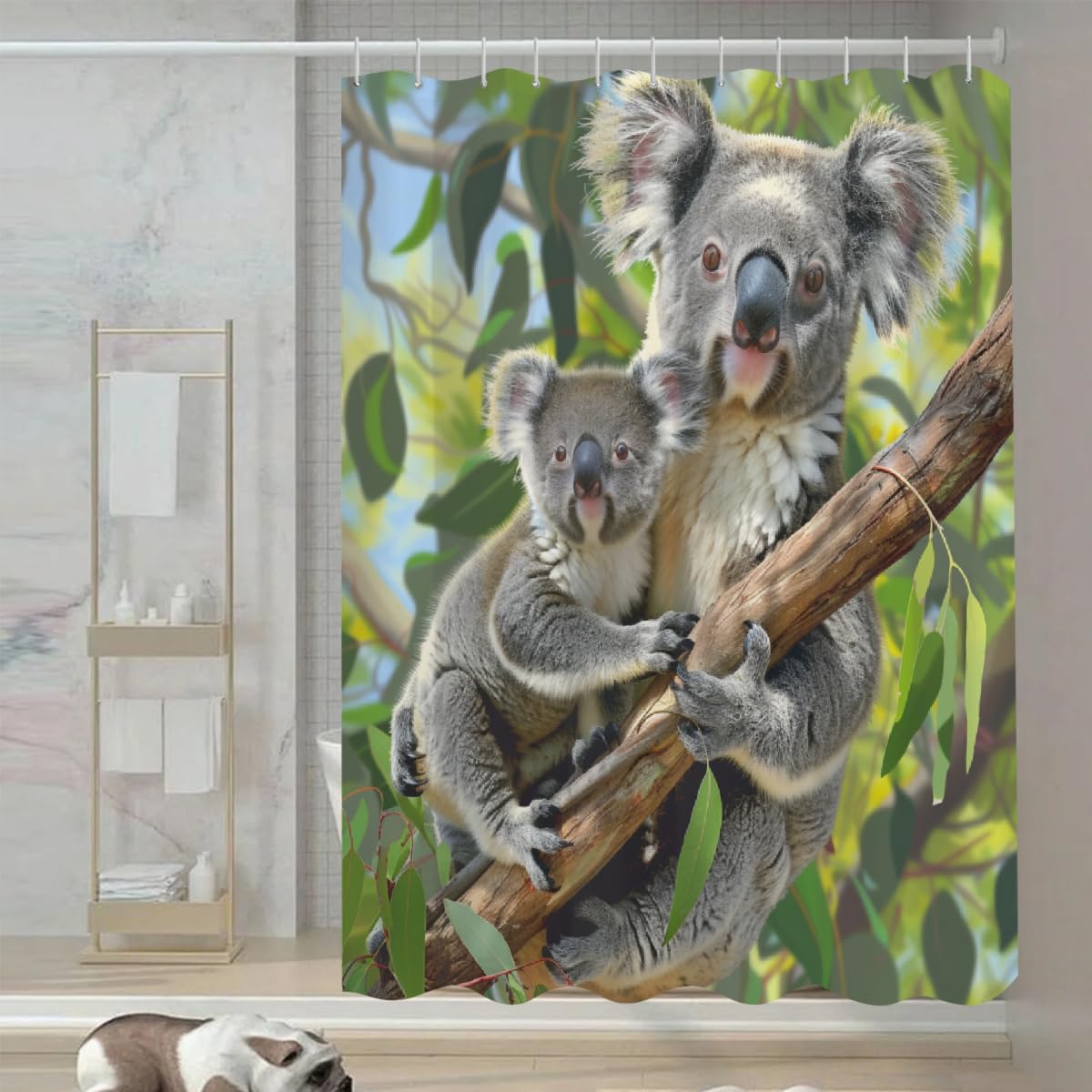 Ivolege Shower Curtain with Hooks, Koala Shower Curtain