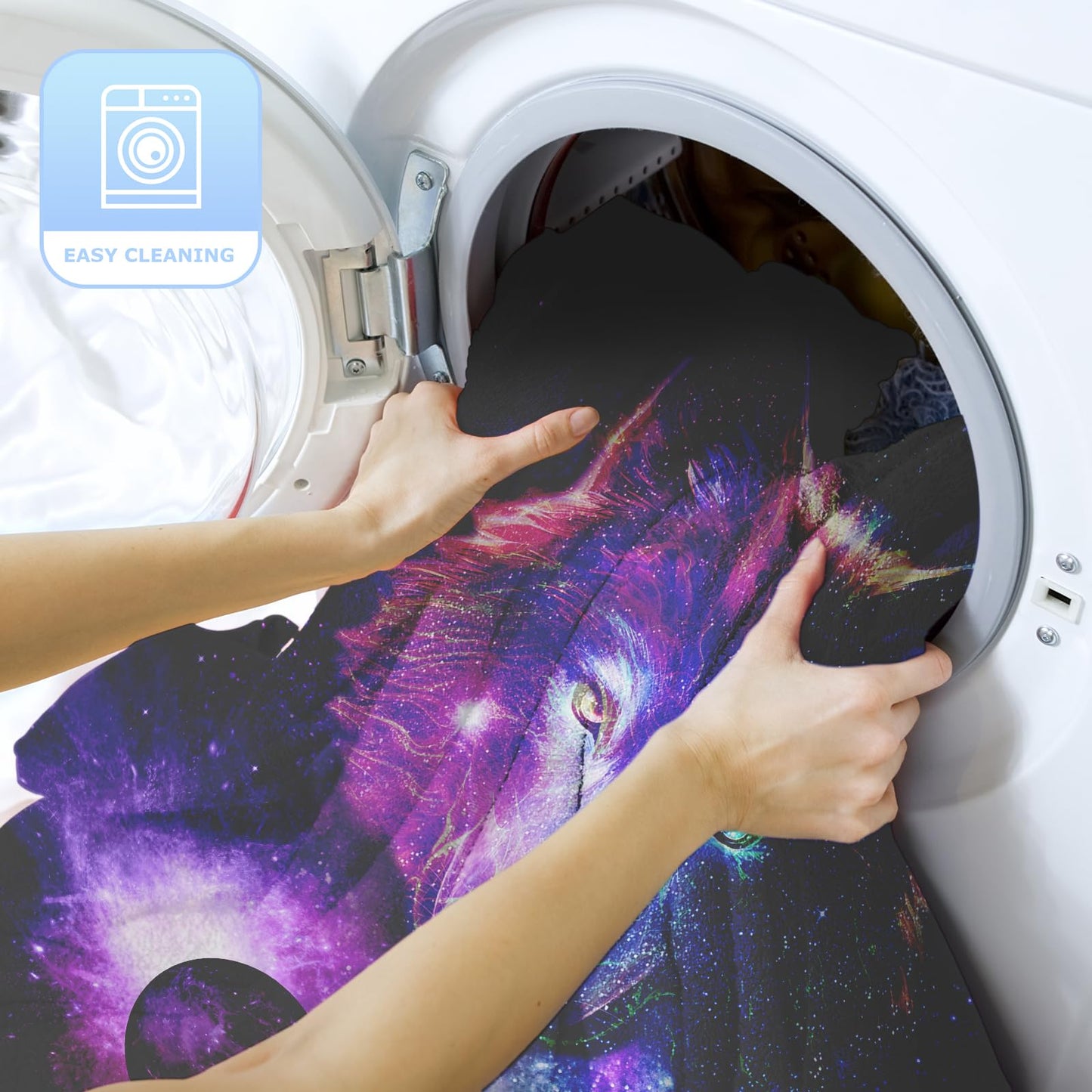 Fleece Throw Blanket 50"x60", Soft Cozy Warm Fuzzy Flannel Plush Blanket Colorful Galaxy Wolf Purple Planet Blue Earth Blanket for Couch, Sofa, Bed, Living Room