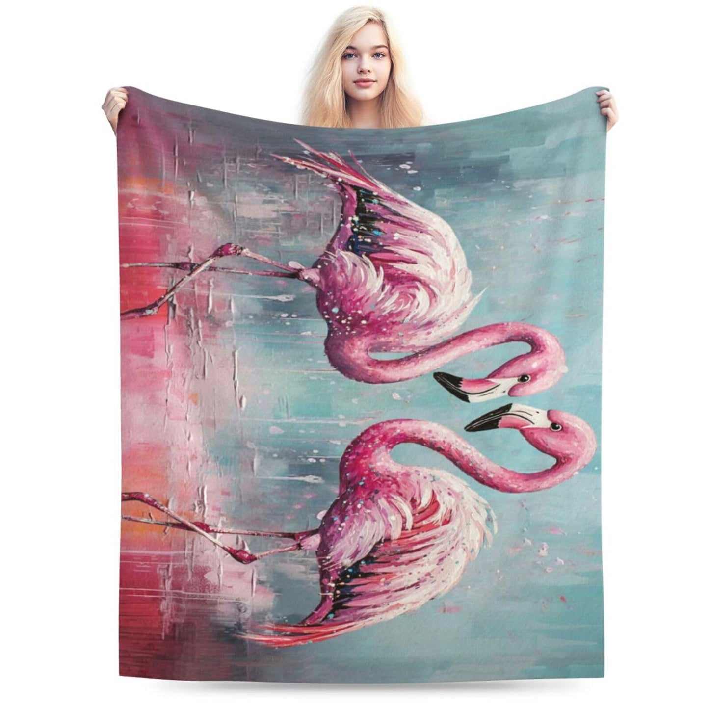 Pink Flamingo Throw Blanket Tropical Flamingos Blankets Fleece Plush Super Soft Cozy Warm Lightweight Flamingo Lover Decor Gifts for Boys Girls Kids Adults Men Women 40" x 50"
