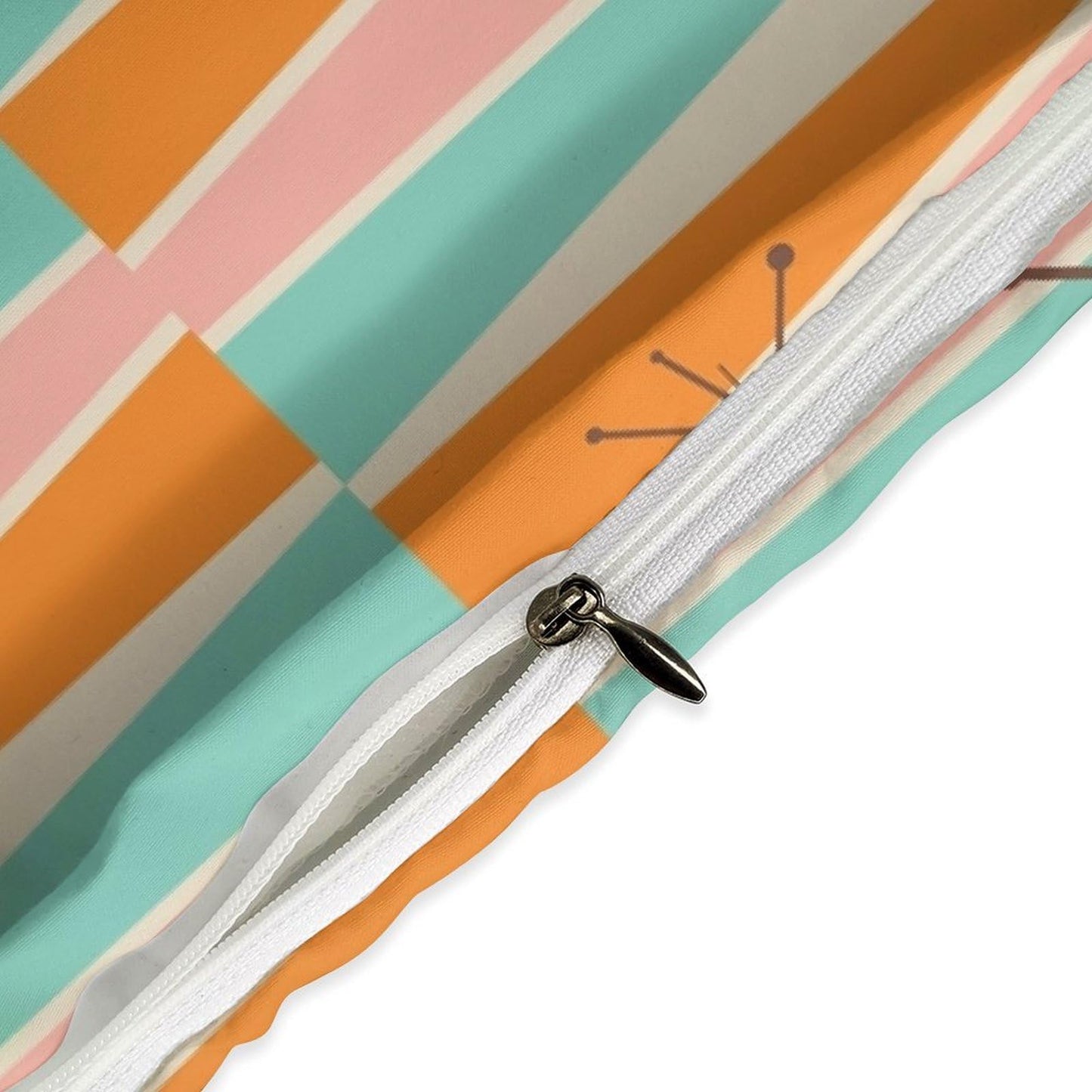 Modern Mid Century Duvet Cover Queen Retro Atomic Bedding Set, Rainbow Grid Comforter Cover Vintage Fifties 1950s Bed Set，Abstract Art Bedding 3 Piece (1 Duvet Cover 86"x70" + 2 Pillow Sham 20"x30")