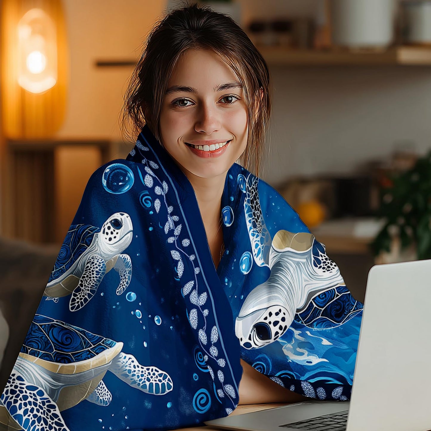 Sea Turtle Blanket Sea Turtle Fleece Throw Blanket Super Soft Fuzzy Plush Cozy Warm Stuffed Bedding Stuffed Blankets Gift for Boys Girls Men Women Kids & Adult 50"X40"