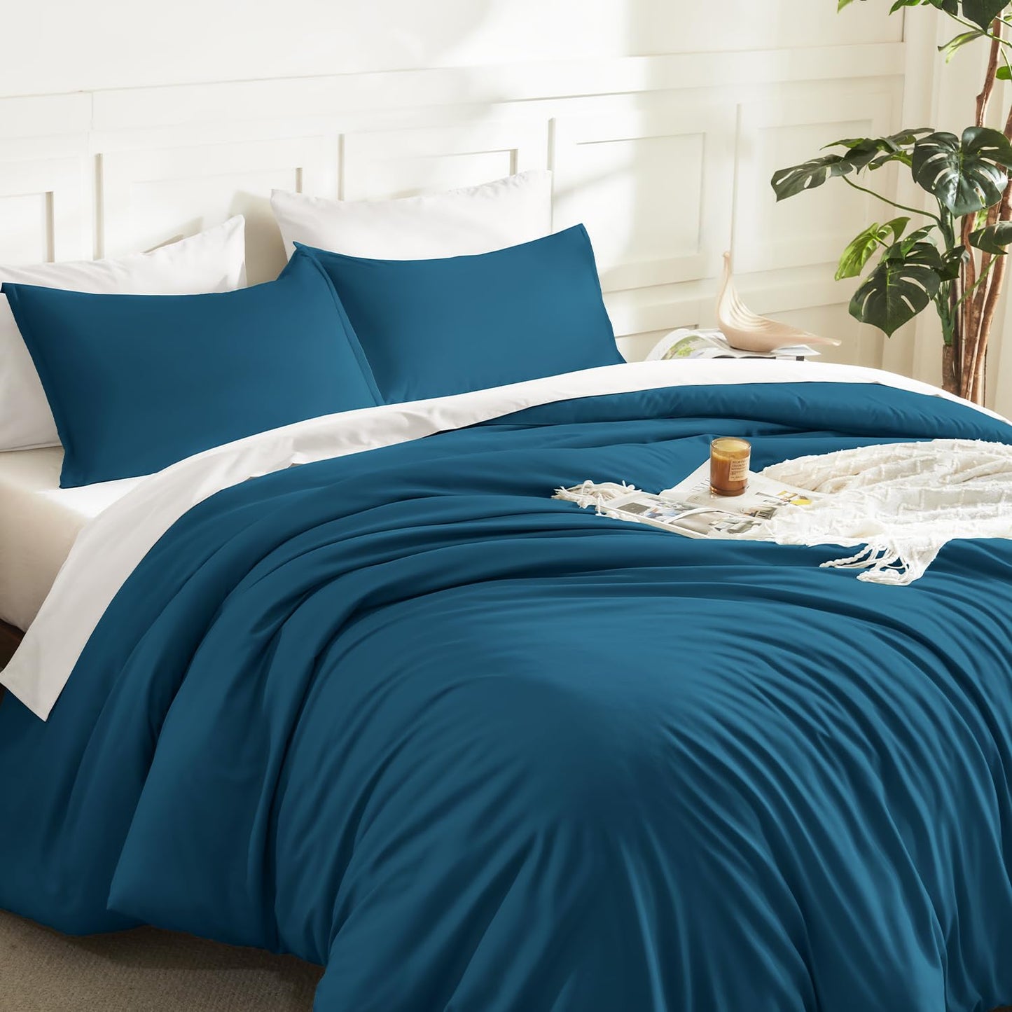 Litanika Teal Comforter King Size, 3 Pieces Turquoise Lightweight Solid Bedding Comforter Set, All Season Fluffy Bed Set (104x90In Comforter & 2 Pillowcases)