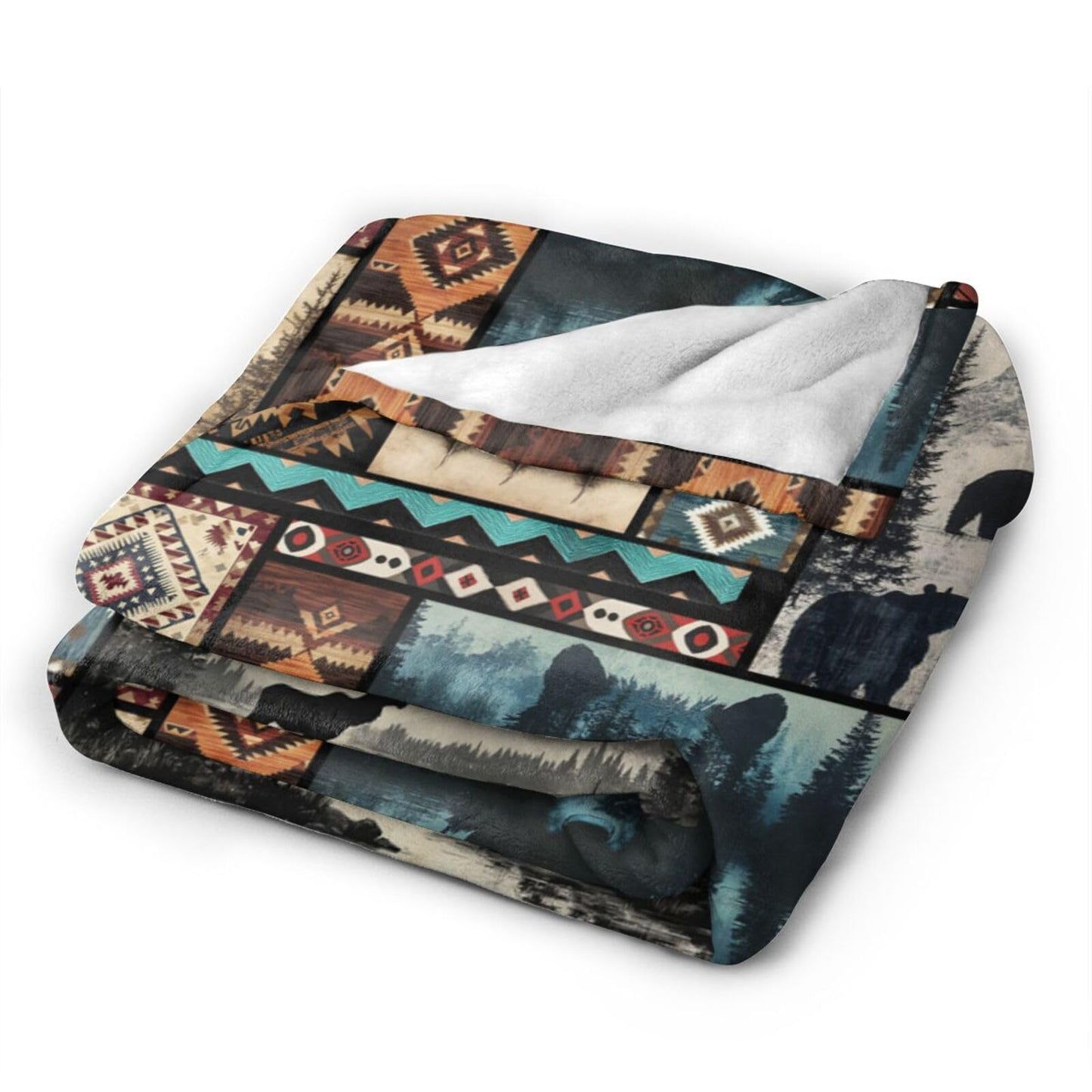 Cabin Western Throw Blanket Native Blankets Fleece Plush Flannel Super Soft Cozy Warm Lightweight Indian Southwestern Decor Gifts for Boys Girls Kids Adults Men Women 40" x 50"