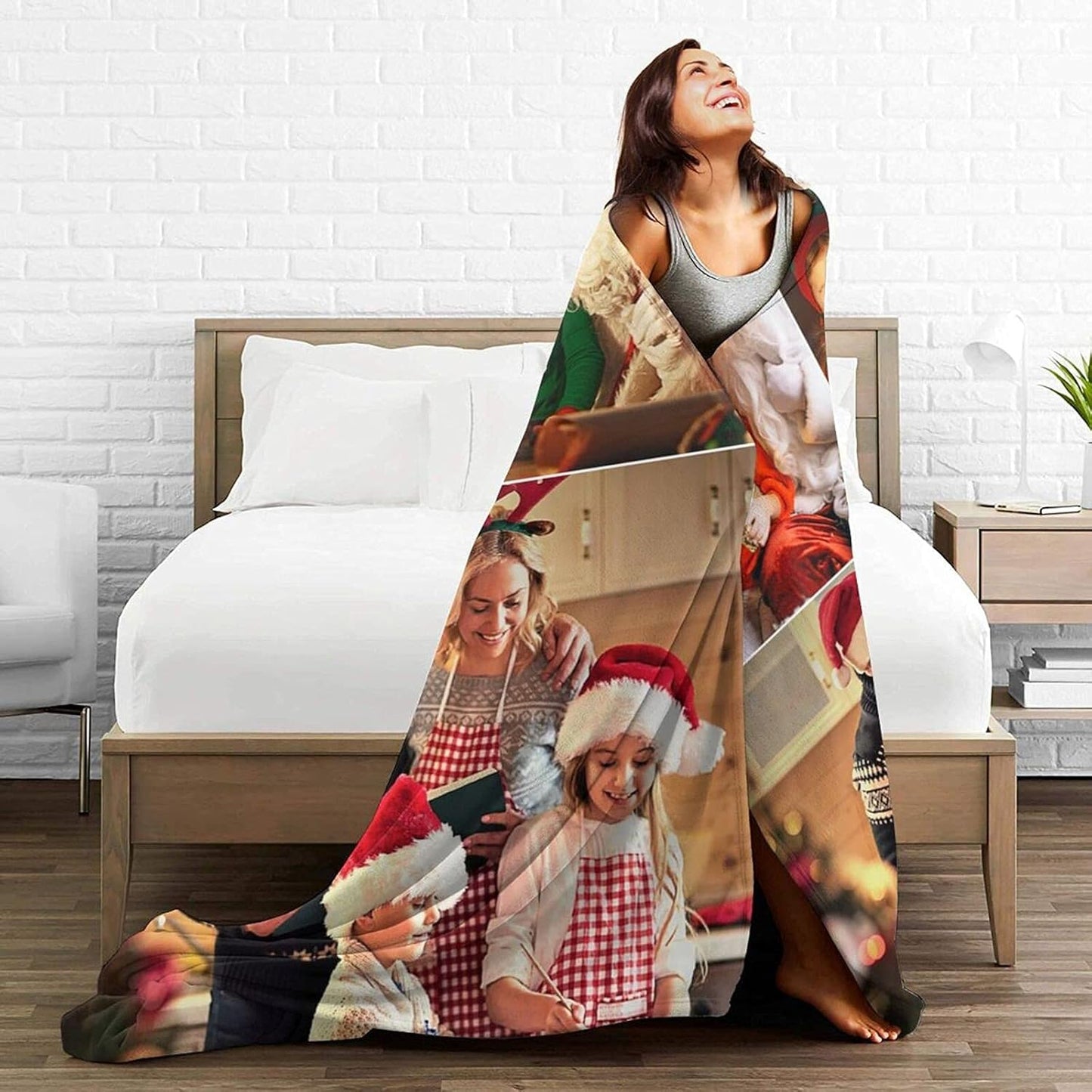 Ships Next Day. Custom Blanket with Photos Text Customized Blanket Personalized Flannel/Sherpa Throw Blankets for Adult Kid Birthday Christmas Halloween Fathers Mothers Valentines Gift - 50"x 60"