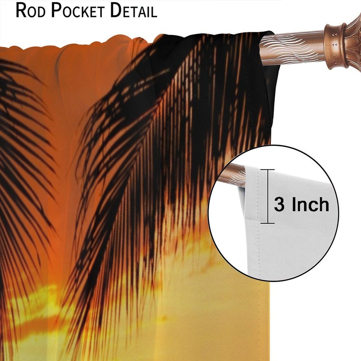 Focusbrite Tropical Ocean Sunset Window Curtains,Sea Beach Seaside Palm Tree Dusk Nature Scenery Print Decor Home Apartment Bedroom Living Room Set 2 Panels,42x45 Inches
