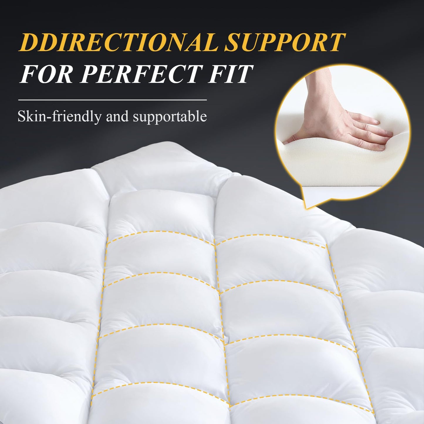 DOWNCOOL 3 Inch Queen Mattress Topper, Ultra Thick and Fluffy Supportive Memory Foam Mattress Topper for Body Pain, Mattress Pad with Breathable Mesh Design for Deep Sleep, 80x60x3 Inches