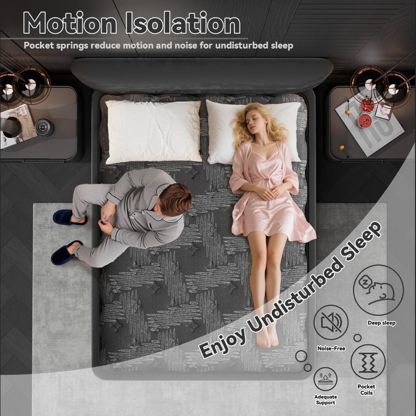 veladream Full Mattress 12 Inch, Hybrid Mattress in a Box, Gel Memory Foam and Pocket Springs, Firm Pressure Relief, Motion Isolation, Breathable Comfort, CertiPUR-US Certified, Fiberglass-Free