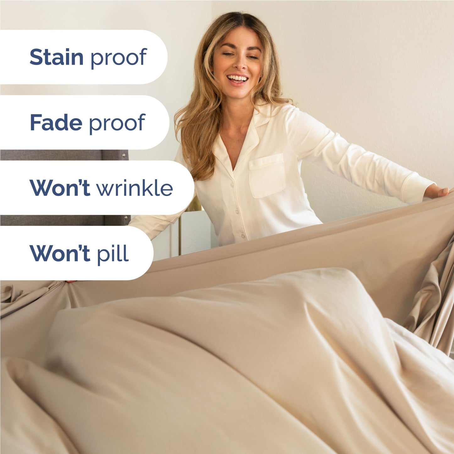 Full Size 4 Piece Sheet Set - Comfy Breathable & Cooling Sheets - Hotel Luxury Bed Sheets for Women & Men - Deep Pockets, Easy-Fit, Extra Soft and Wrinkle Free Sheets - Cream Oeko-Tex Bed Sheet Set