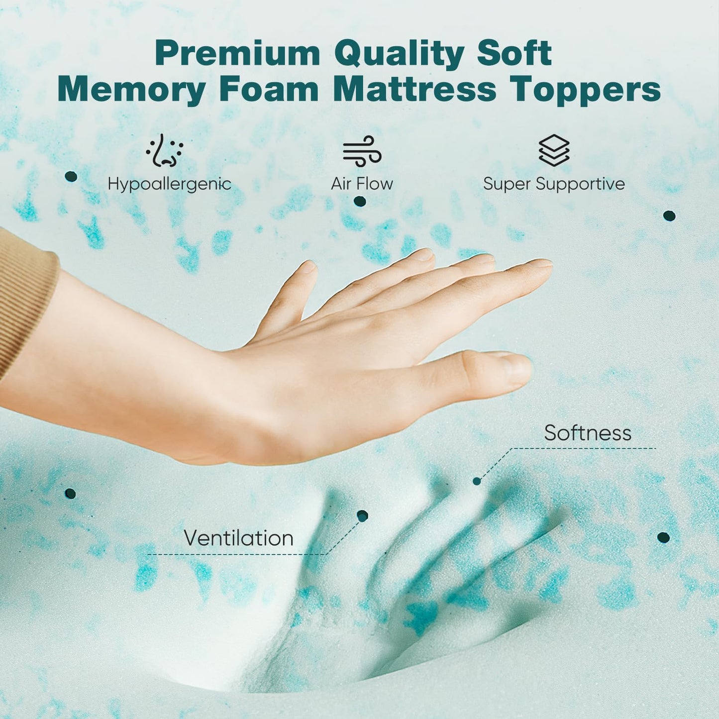 Sweetcrispy Mattress Topper Twin, Memory Foam 4 Inch Thick Gel Infused Cooling Toppers Pad for Twin Size Bed, Sleeper Sofa, RV, Camper, CertiPUR US, Breathable