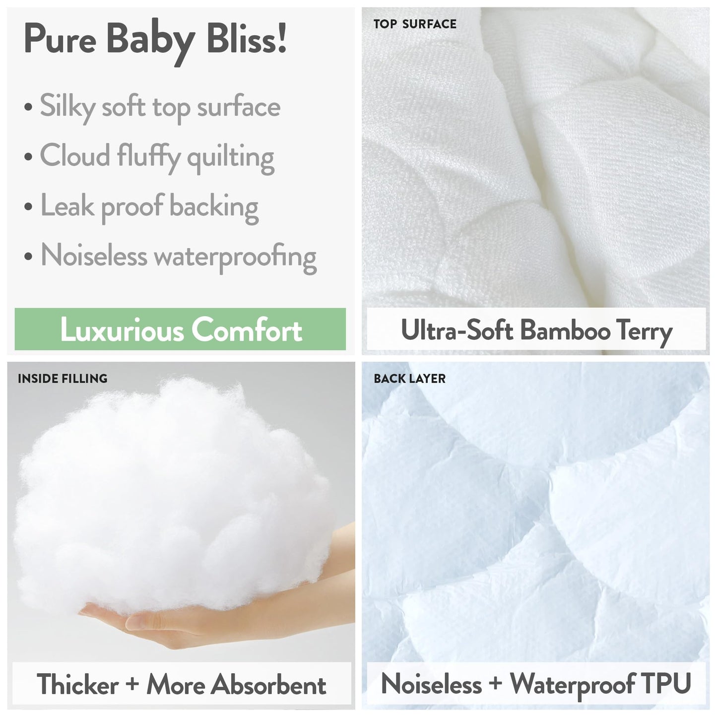 Joey + Joan Waterproof Bassinet Mattress Pad Cover Compatible with SNOO Smart Bassinet – 2 Pack Quilted Mattress Protector – 15" x 31"