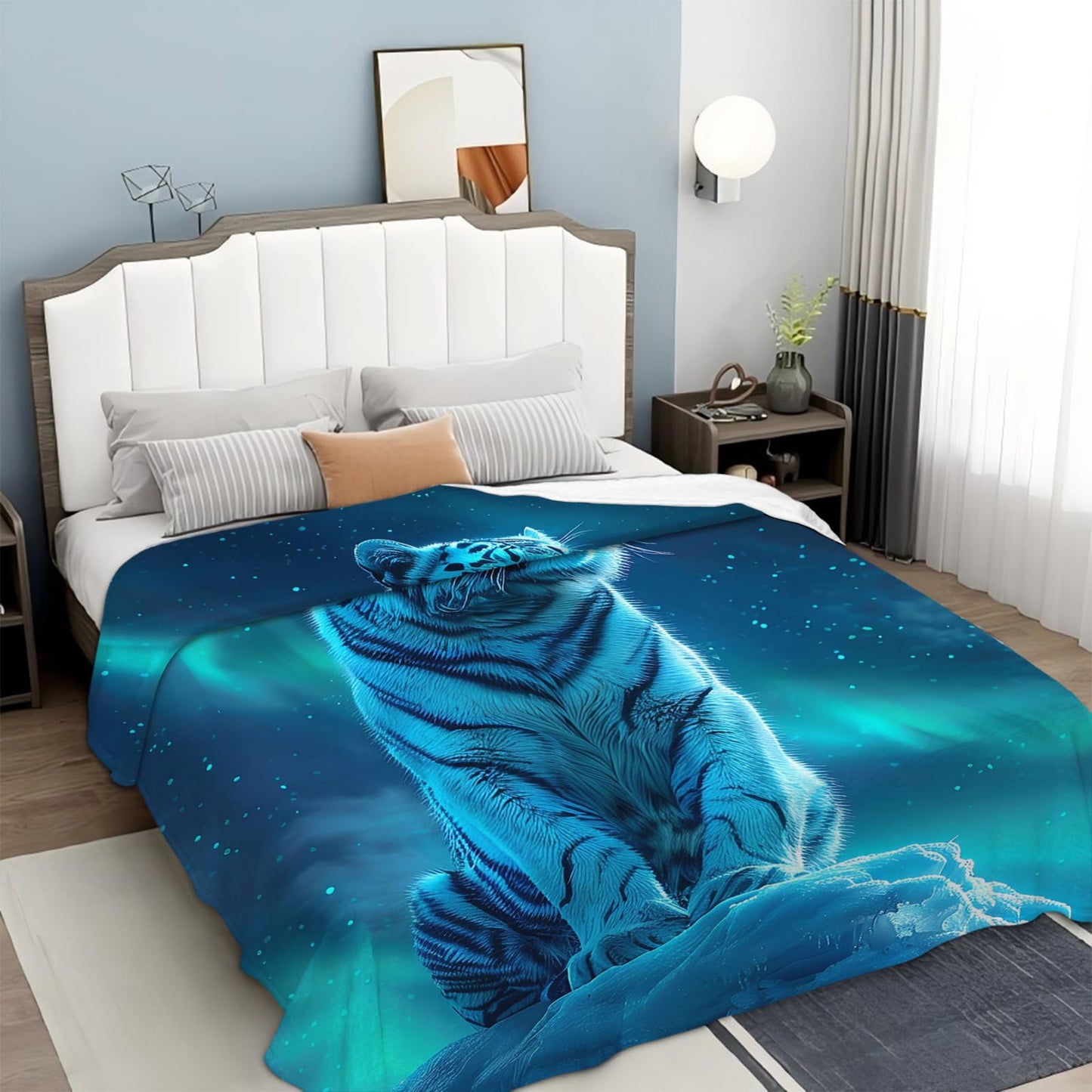 Tijuboni White Tiger Throw Blanket Tiger Gifts for Girls Boys Women Men Kids Adults Soft Flannel Fleece Blanket for Couch Sofa Bed Home Decor 40"x50"