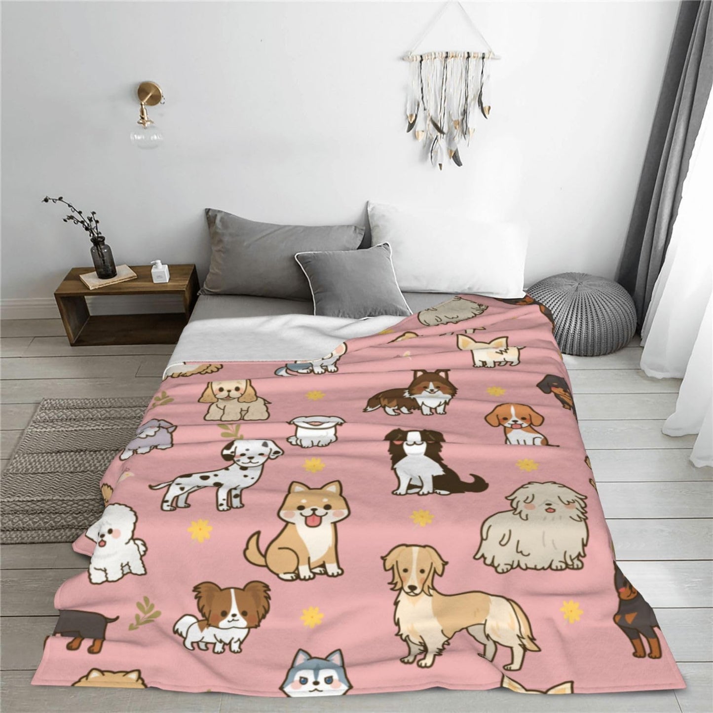 Cute Puppy Dog Throw Blanket Cozy Fluffy Plush Blanket Soft Flannel Throw Blanket for Kids Men Women Gift Sofa Bed Couch 50"x40"