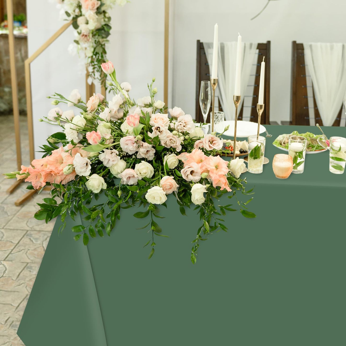 Whaline 4Pcs Woodland Themed Plastic Tablecloth Sage Green Brown Rectangle Table Cover Waterproof Table Cloth for Forest Party Table Decoration Supplies, 54 x 108 Inch