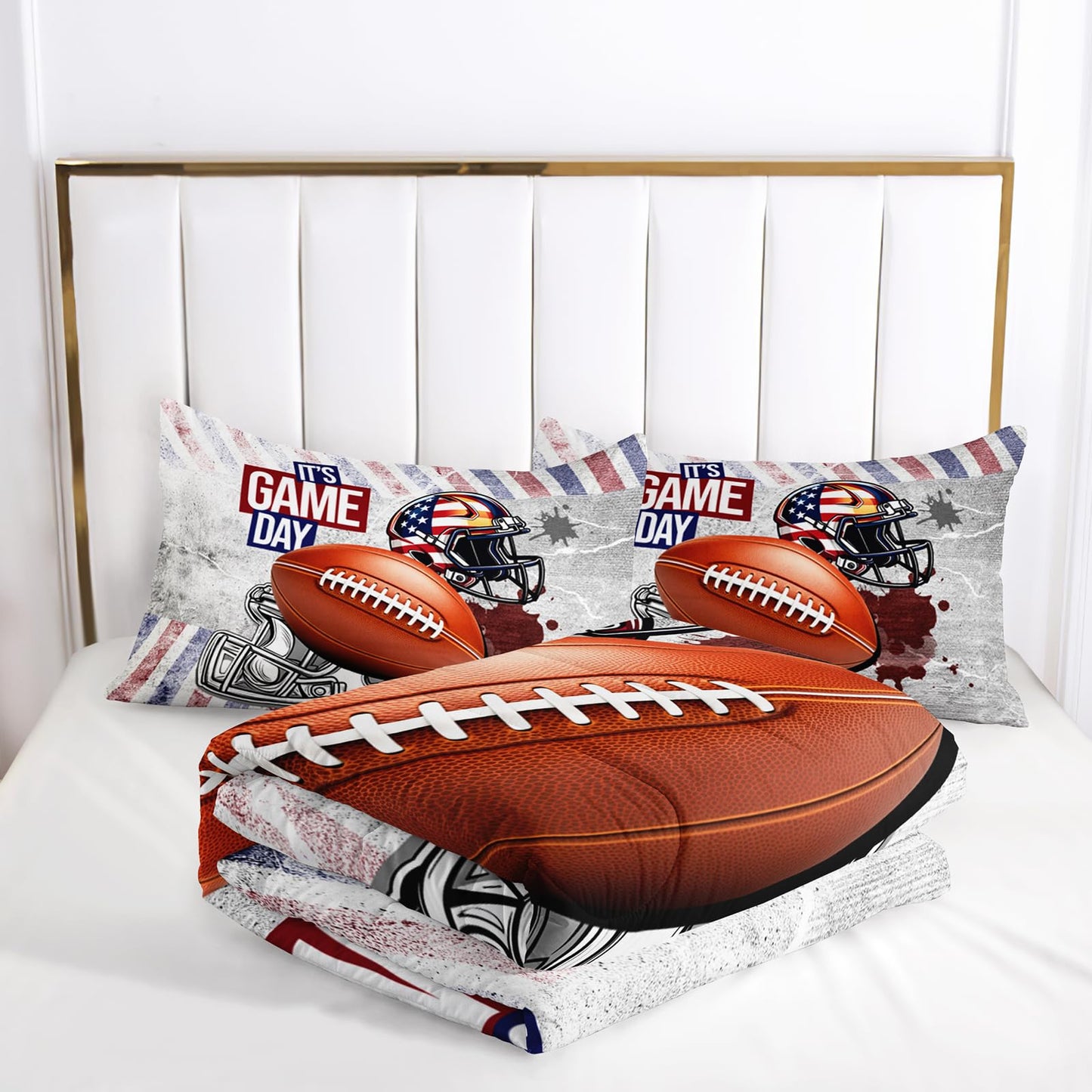lneffble Full Size Kids Comforter Sets Boys Football，Sport Themed Full Size Bedding，Sport Quilt for Boys