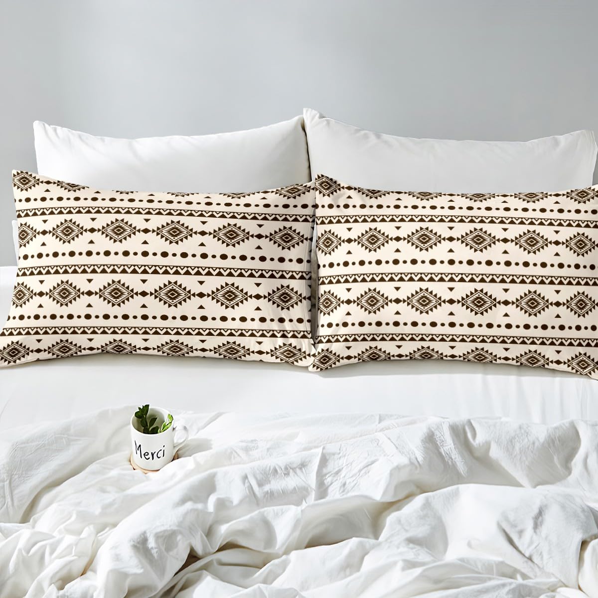 Erosebridal Western Aztec Bed Sheets Set Full Size, Bohemian Decor Flat Fitted Sheet for Boys Girls Women Men Bedroom, Exotic Tribal Bedding Set, Geometric Southwestern Farmhouse Bed Sets
