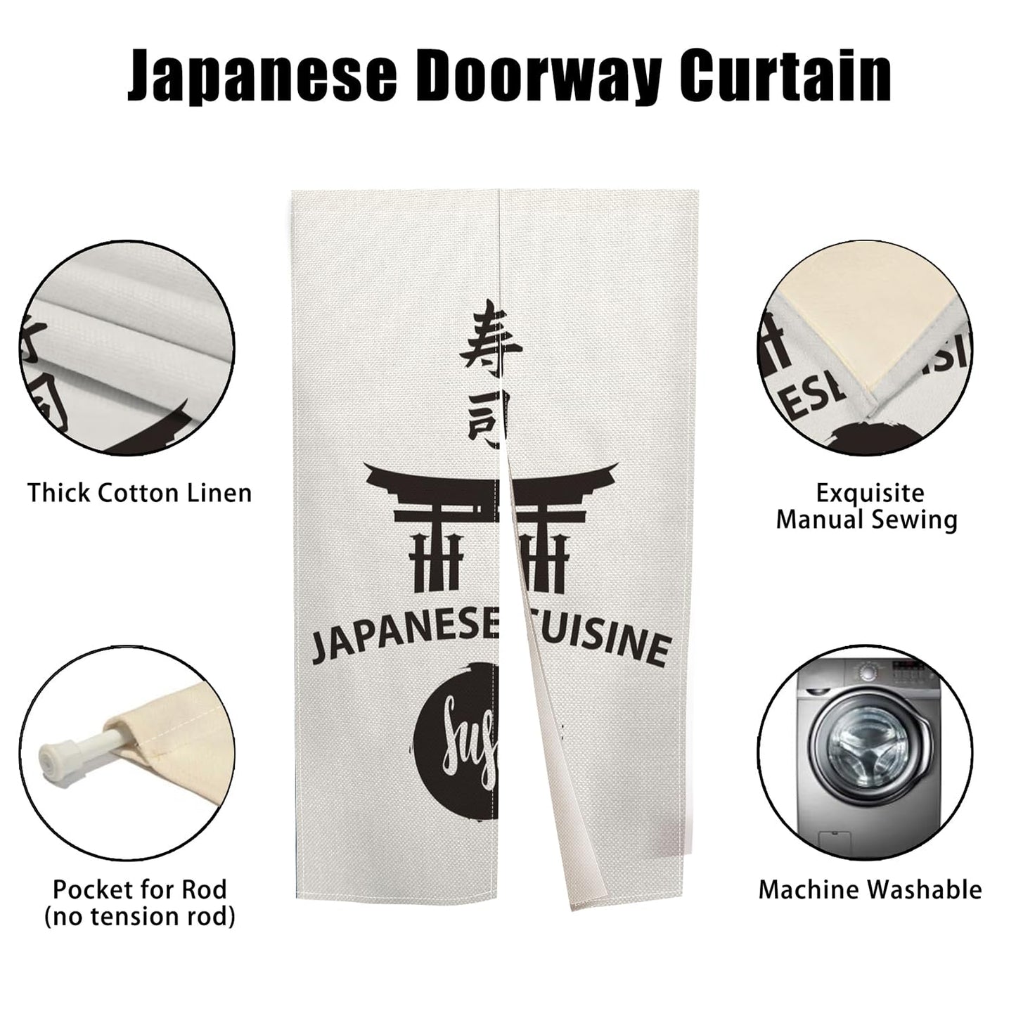 XMJJKUF Long Japanese Noren Doorway Curtain Japanese Cuisine Printed Window Treatment Door Tapestry Door Curtain Polyester for Ukiyoe Room Divider Home Kitchen Gifts Decorations,33.5"x 70.9"
