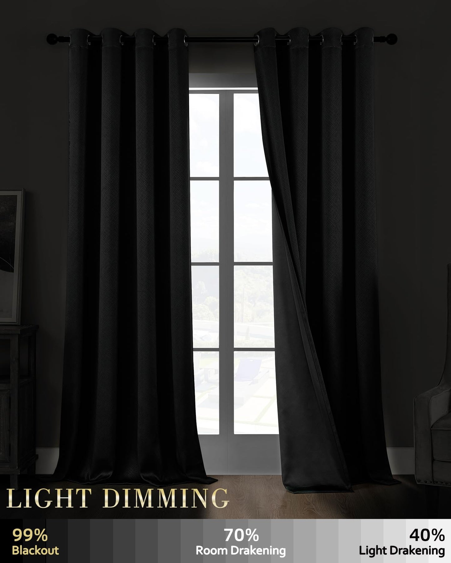 MISSTIAM Gold Blackout Curtains for Bedroom and Living Room 2 Panels Set 84 inches Length Thermal Insulate Curtains, Cold or Heat and Full Light Blocking Curtains