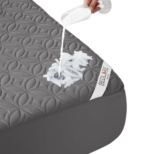 BEDLORE Waterproof Mattress Protector, Full Size Mattress Pad with Deep Pocket 6"-15" Depth, Soft Dirt-Proof Double Bed Mattress Cover for Bedroom, College Dorm, Hotel (Gray)