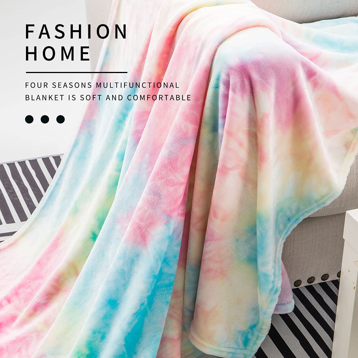 COCOPLAY W Throw Blanket for Couch (Multi-Pink, Throw（50''×60''）)