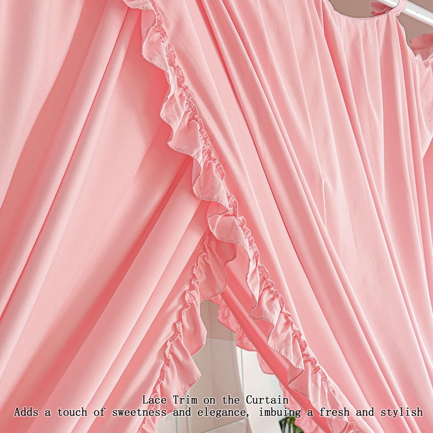 AIKASY Princess Canopy Bed Curtains with Top Ties - Windproof & Lightproof for Girls' Adult Bedroom Decor | Bed Canopy Drapes (Full,Pink)