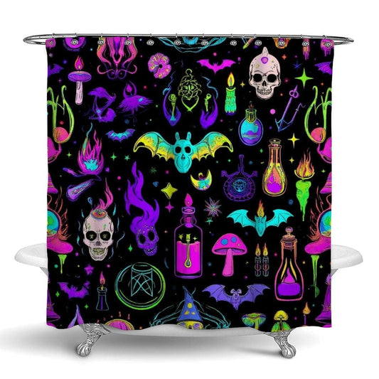 Meaudiwes Fashion Lightweight Shower Curtain Washable Shower Curtain with 12 Hooks Halloween Goth Witchy Witch, 72"x 70"