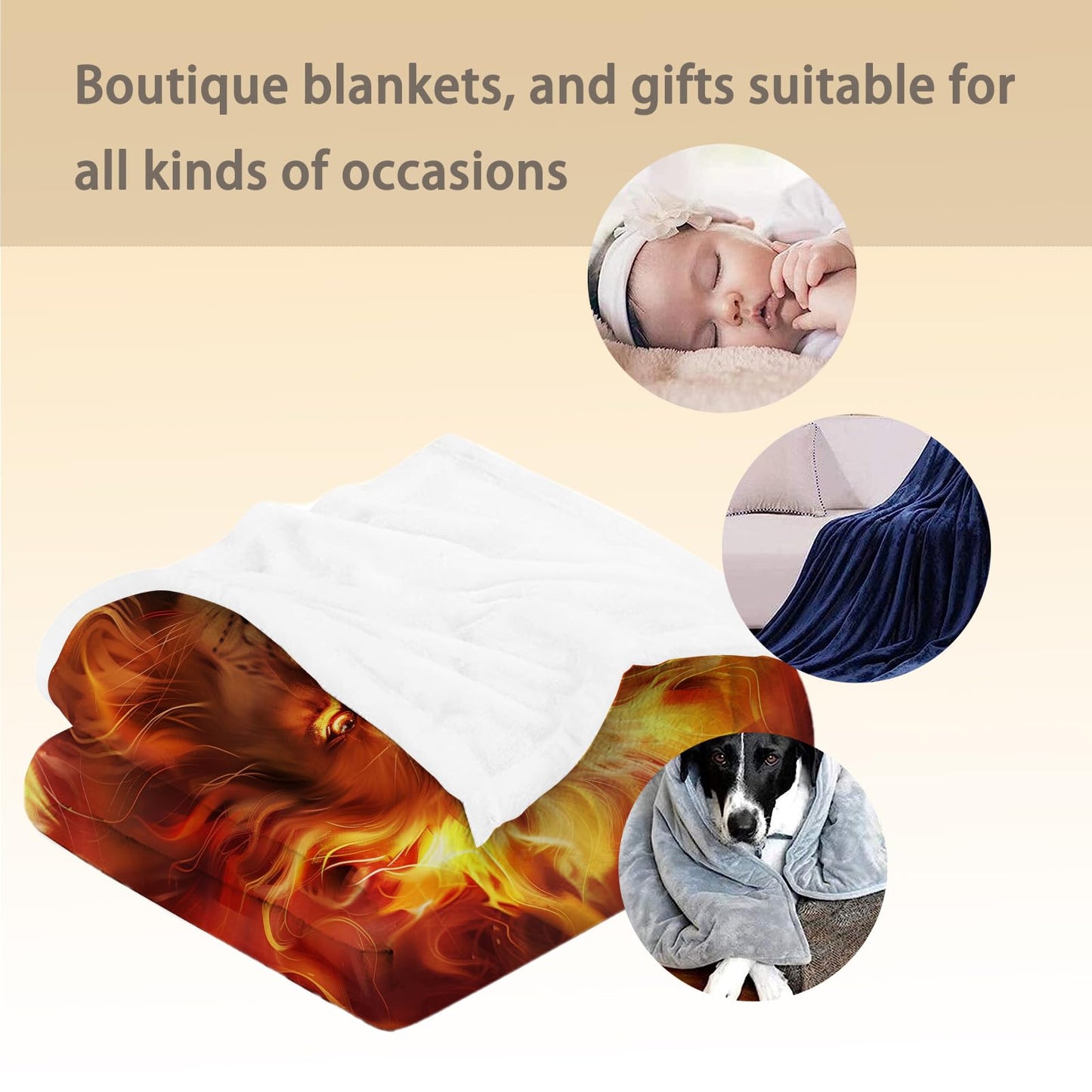 Ti Caldi Lion Blanket - Soft Cozy Lightweight Flannel Throw Blanket for Couch, Bed, Travel & Outdoor | Warm Fuzzy Blankets for Adults Kids Men Boys 50×60 in