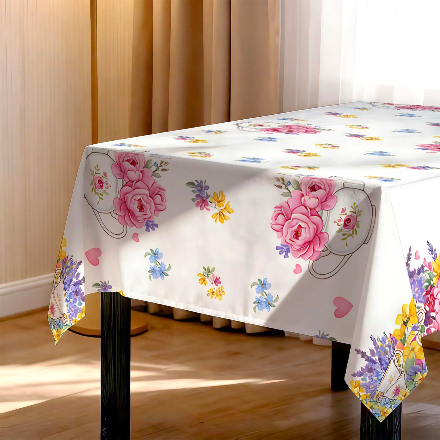 GAGEIZO Reusable & Waterproof Rectangular Tablecloths for Kitchens, Parties, Birthdays, Patios, and Outdoor Events Decorations Floral Table Cloth,8FT/126 x 60 Inch