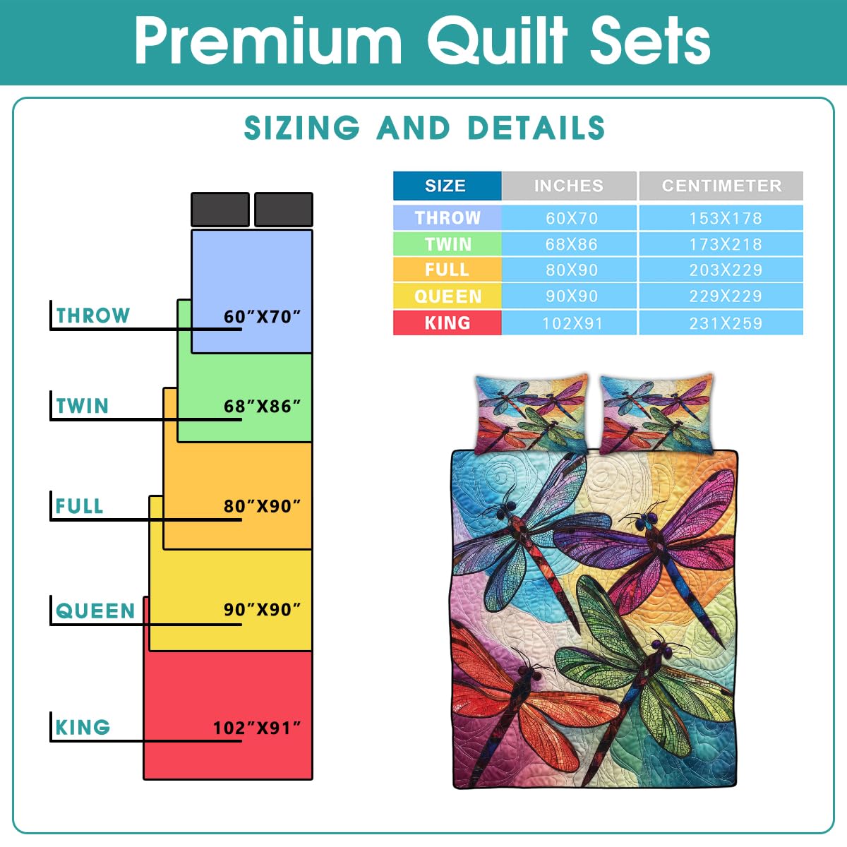LUSHIS Patchwork Quilt Set, Patchwork Throw Bedspread Bed Sets - Animals Coverlet Sets All Season Soft Microfiber Lightweight Bedding Set (Dragonfly #3)