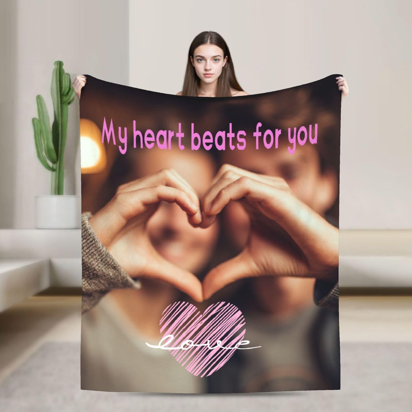 AMORVITA Custom Blanket with Picture Personalized Blanket with Photos Text Name, Customized Gifts for Women Men Mom Dad Girls Boys Baby - Birthday Christmas Father's Mother's Valentine's Day