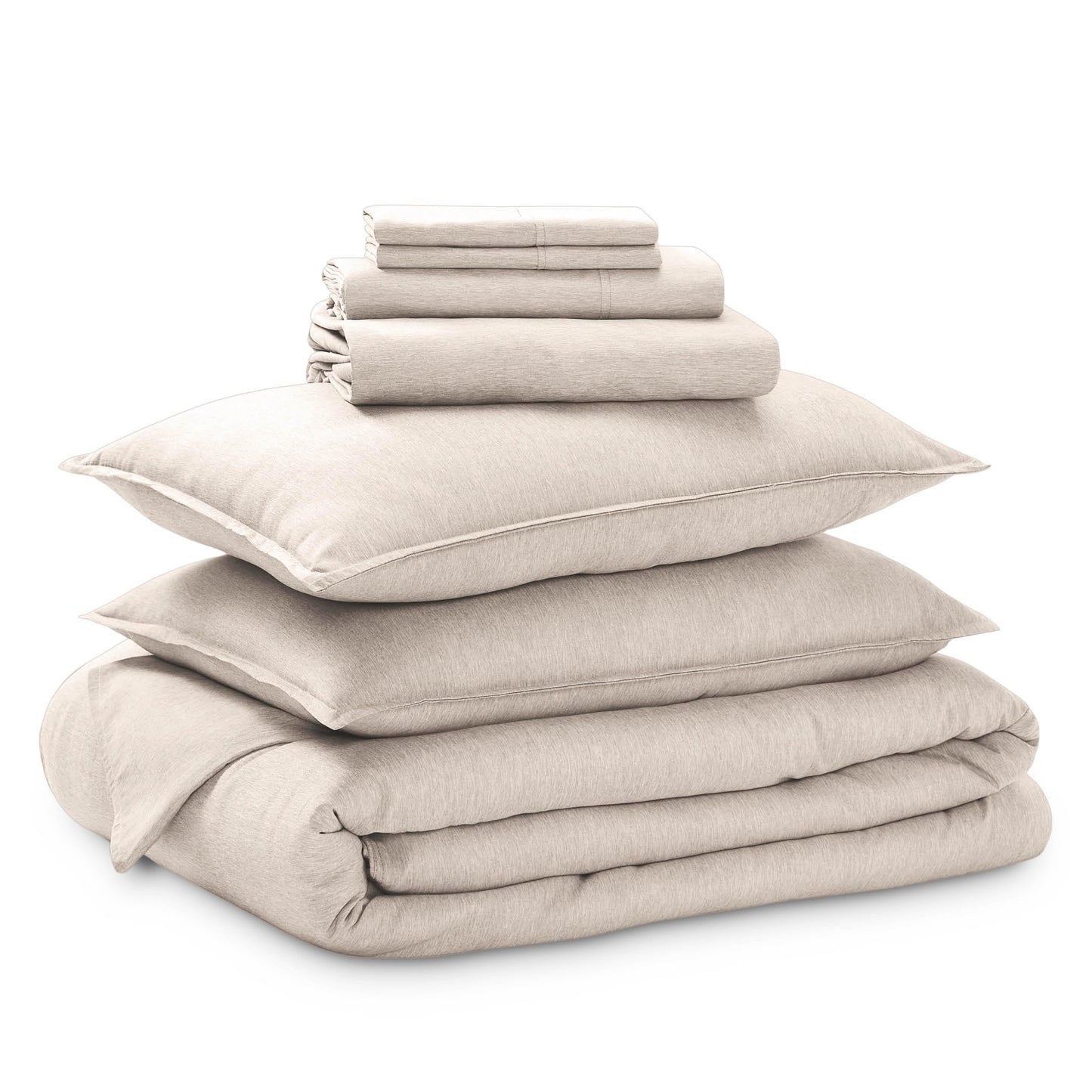 Bare Home Bed-in-A-Bag 7 Piece Comforter & Sheet Set - King - Goose Down Alternative - Ultra-Soft 1800 Premium Bedding Set - Cationic (King, Heathered Pebble)