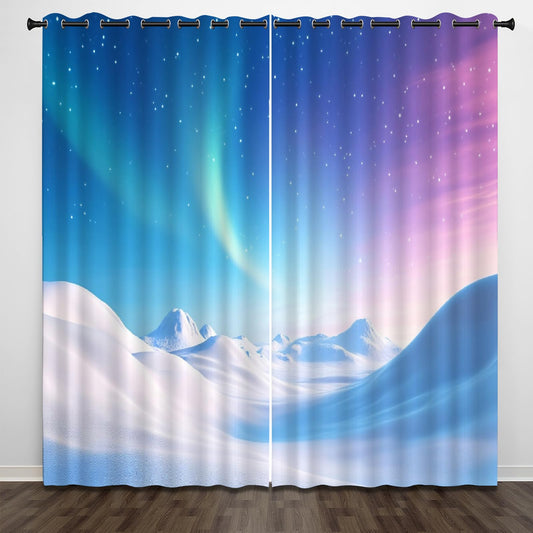 Colorful Brilliant Sky Blackout Curtains, Beautiful Natural Scenery Window Curtain Set of 2 Panels, 3D Printed Energy Saving Noise Reducing Drapes for Bedroom Living Room Decor(52" W x 63 "L)