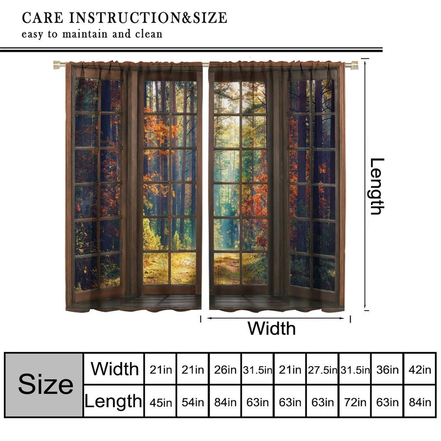 Sunlit Forest Curtains Tropical Woodland Foliage Window Treatments Blackout Curtains for Bedrooms, Living Rooms and Kitchens42X45 Inch
