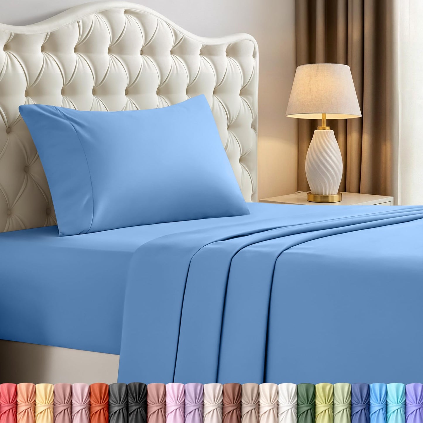 Utopia Bedding Twin Sheet Set – 3 Piece Bed Sheets for Twin Size Bed, Soft and Breathable Microfiber, Includes 1 Fitted Sheet, 1 Flat Sheet and 1 Pillowcase – Oeko Tex (Dutch Blue)