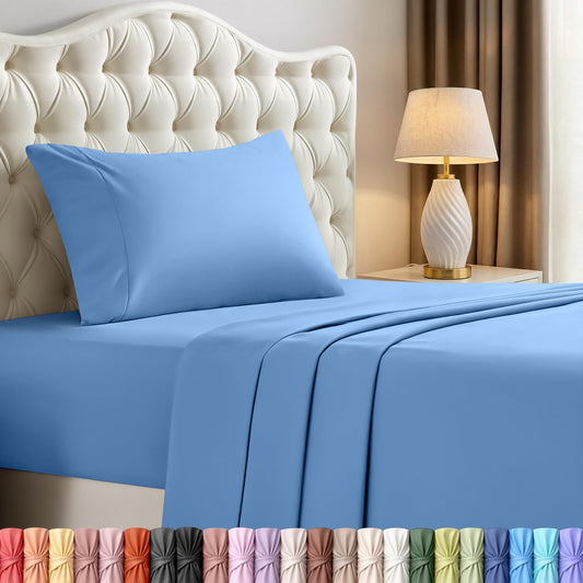 Utopia Bedding Twin Sheet Set – 3 Piece Bed Sheets for Twin Size Bed, Soft and Breathable Microfiber, Includes 1 Fitted Sheet, 1 Flat Sheet and 1 Pillowcase – Oeko Tex (Dutch Blue)