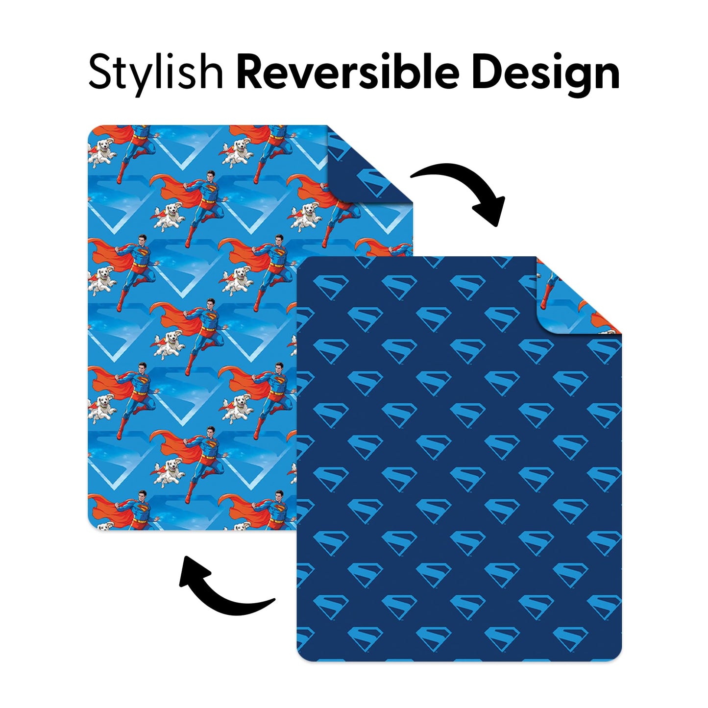 Northwest DC Comics Superman Above Metropolis Reversible Quilted Throw Blanket, Comfy Iconic Throw, Adults Boys Girls, Legendary Superhero Bedding for Bed, or Couch, 60 x 80 inches