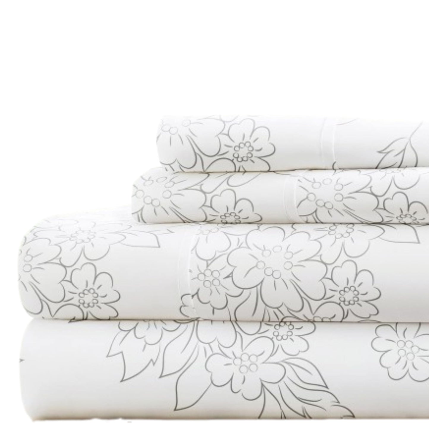 Simply Soft 4 Piece Sheet Set Vines Patterned, Full, Gray (SS-4PC-VINE-FULL-GR)